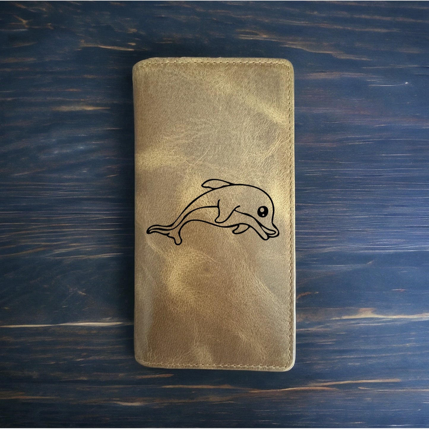 Dolphin Rodeo Wallet Cowboy Western Buffalo Leather Premium Ocean Animal NEW