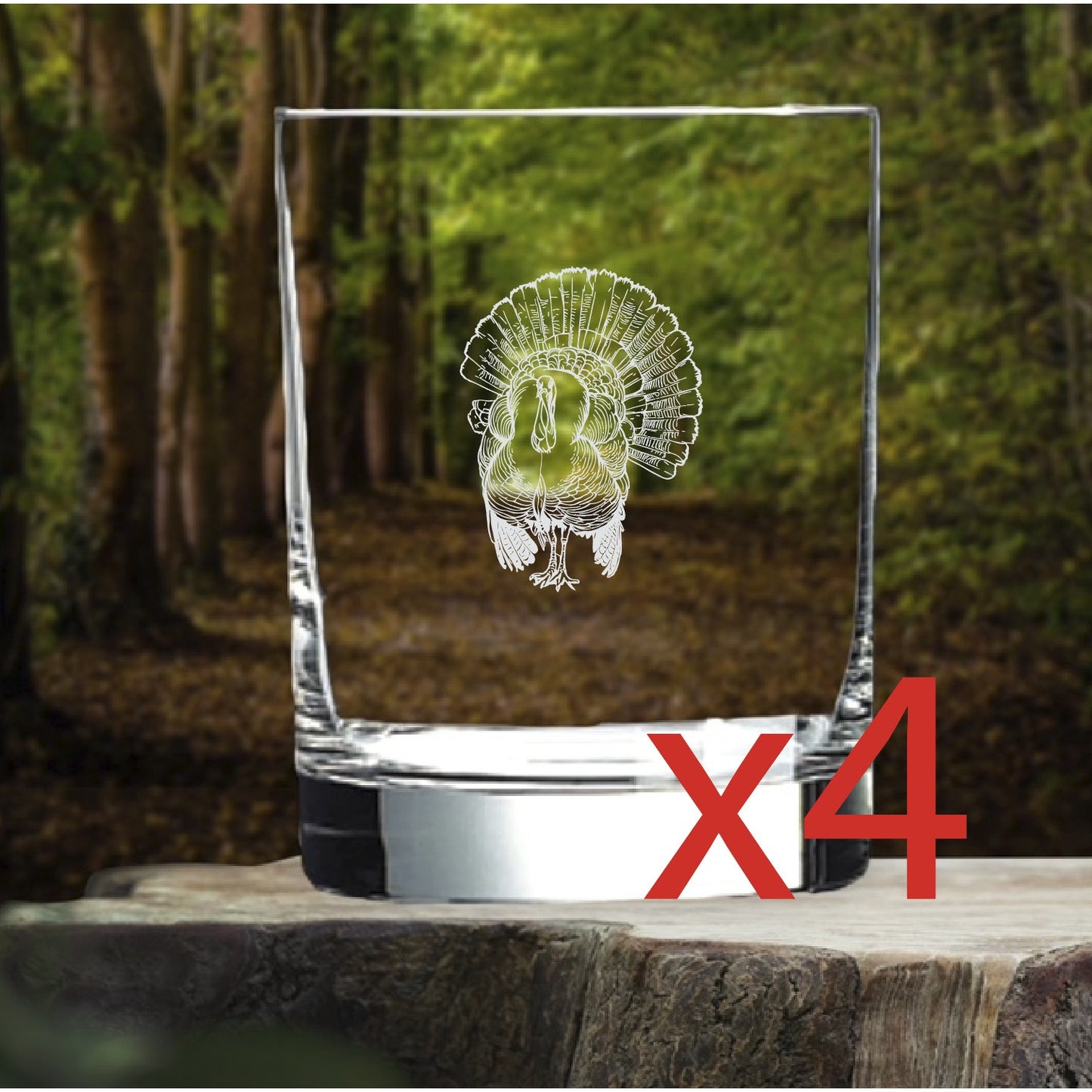 Turkey Whiskey Glasses x4 Double 14 Oz Premium Old Fashioned Outdoor Gift NEW