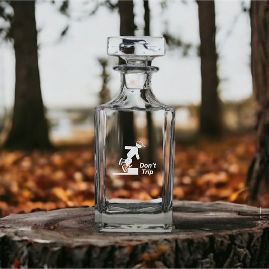 Don't Trip Decanter 26 Oz Bourbon Whiskey Premium Glass Personalize Work NEW