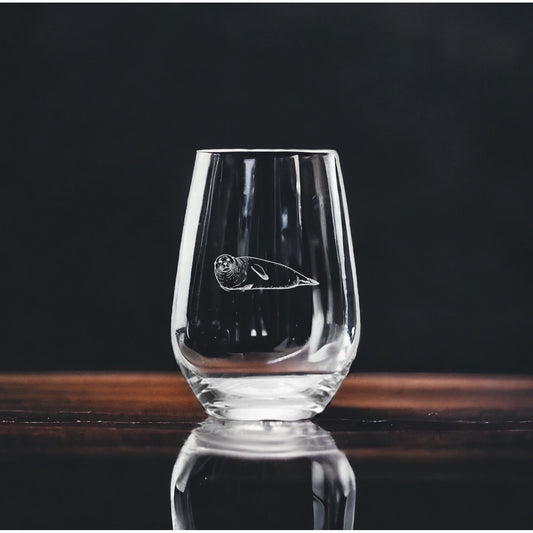 Seal Stemless Wine Glasses x4 Premium 15 Oz Personalize Gift Animal Ocean NEW