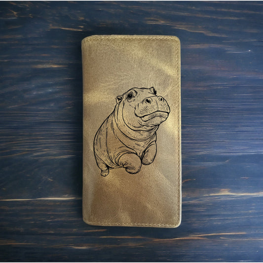 Hippo Rodeo Wallet Cowboy Western Buffalo Leather Premium Animal Wild Gift NEW