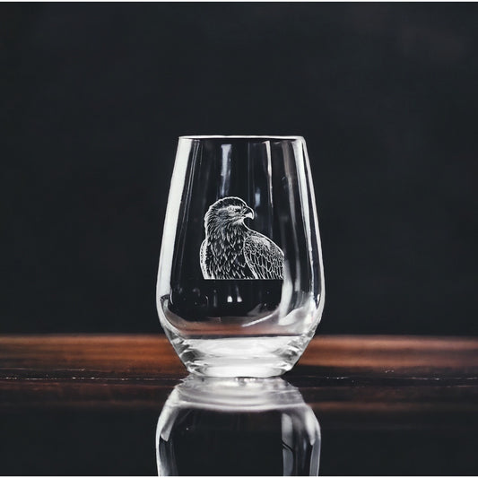 Bald Eagle Stemless Wine Glasses x4 Premium 15 Oz Personalize Animal USA NEW