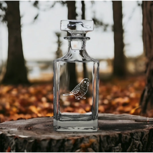 Parakeet Decanter 26 Oz Bourbon Whiskey Premium Glass Personalize Animal NEW