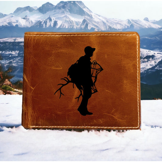 Hunter Antlers Leather Wallet Bifold Premium Quality Buffalo Outdoor Elk NEW