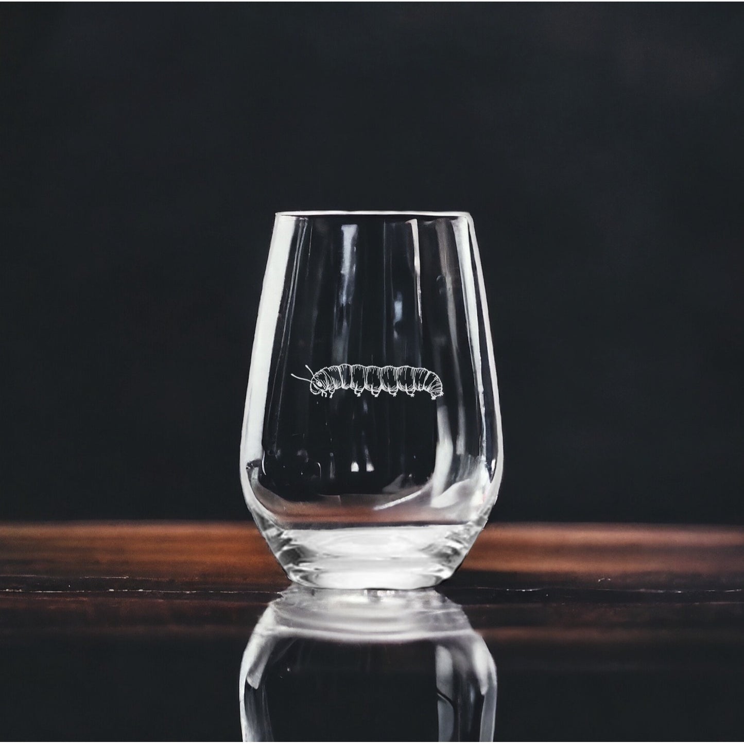 Caterpillar Stemless Wine Glasses x4 Premium 15 Oz Personalize Butterfly NEW