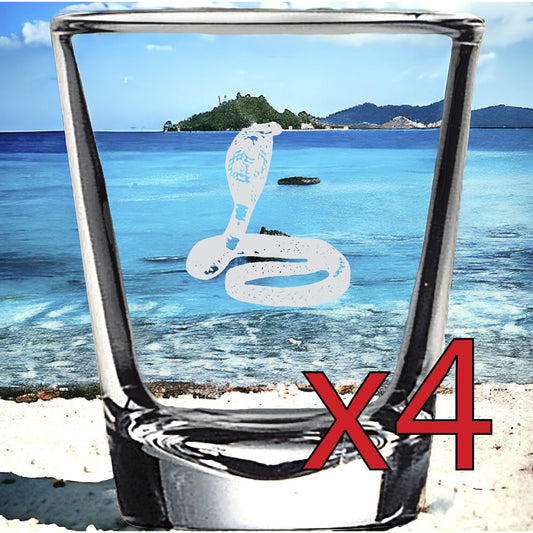 King Cobra x4 Shot Glasses Spirit Liquor Party 2 Oz Premium Customize Snake NEW