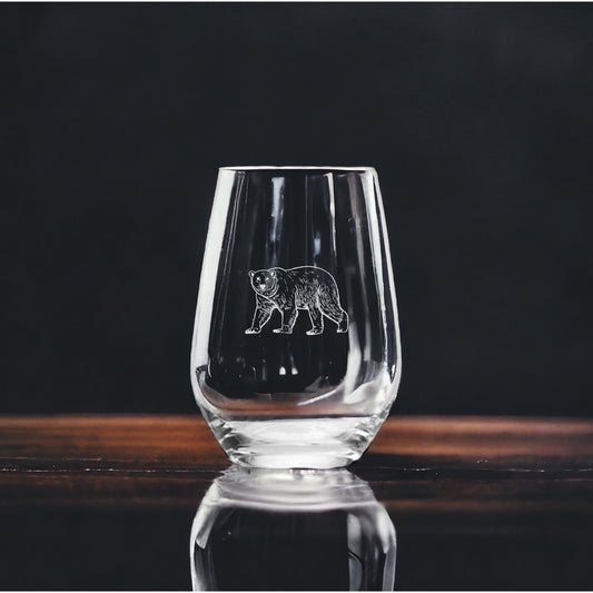 Polar Bear Stemless Wine Glasses x4 Premium 15 Oz Personalize Gift Animal NEW