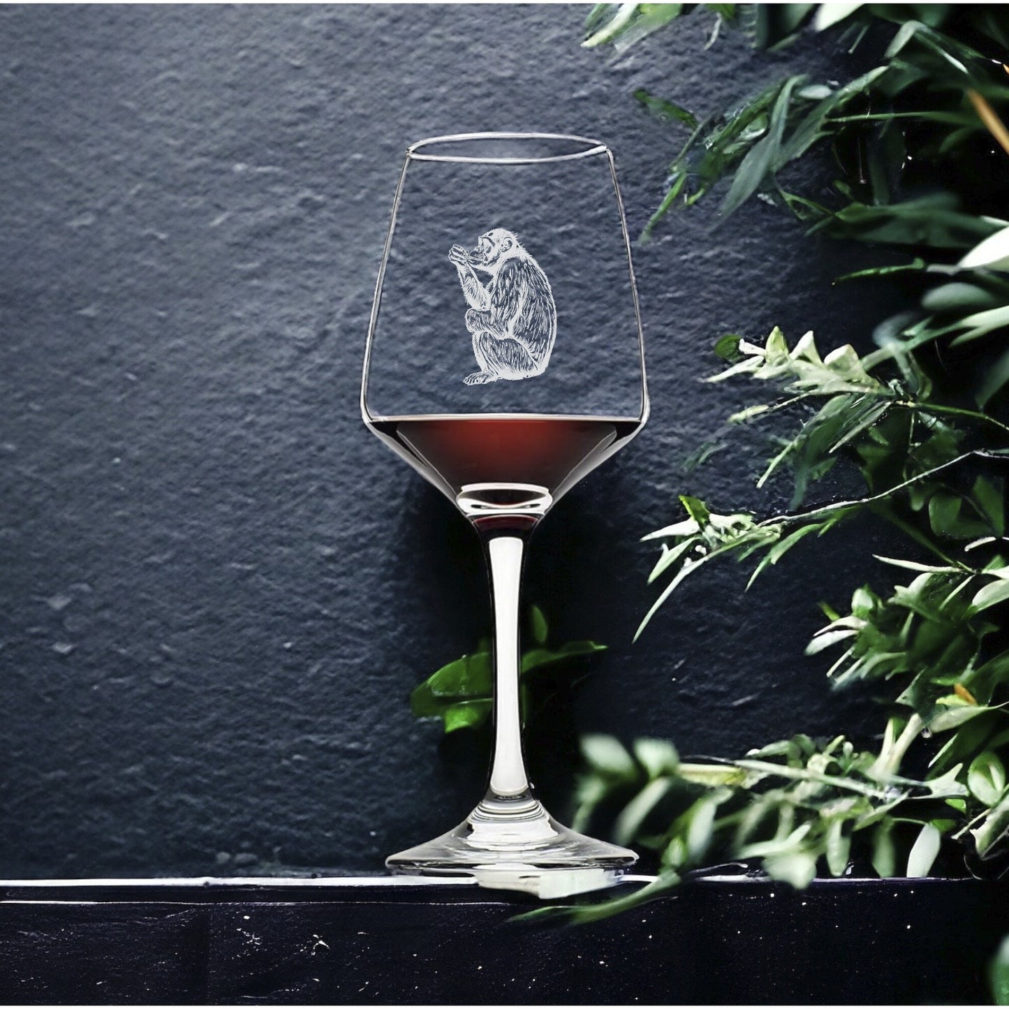 Chimpanzee Wine Glasses x4 Premium 12 Oz Personalize Animal Wild Gift NEW
