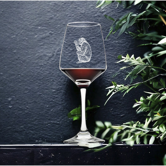 Chimpanzee Wine Glasses x4 Premium 12 Oz Personalize Animal Wild Gift NEW