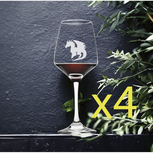 Dragon Shape Wine Glasses x4 Premium 12 Oz Personalize Fantasy Beast Wild NEW