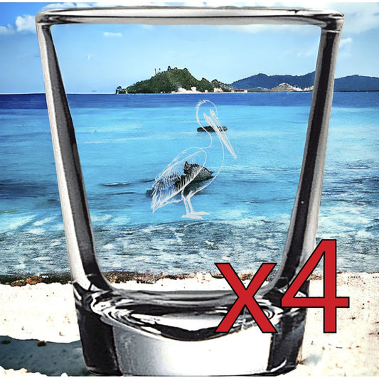 Pelican x4 Shot Glasses Spirit Liquor Party 2 Oz Premium Customize Bird Gift NEW