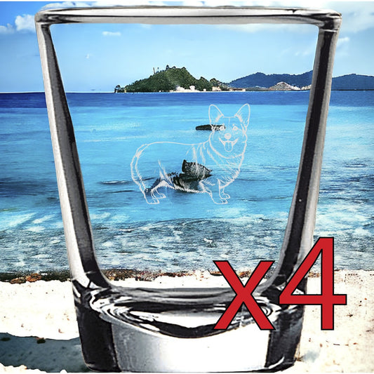 Corgi x4 Shot Glasses Spirit Liquor Party 2 Oz Premium Customize Dog Animal NEW