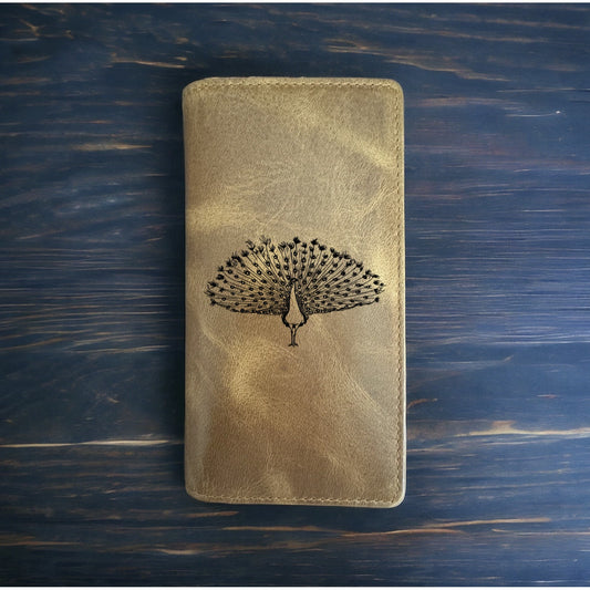 Peacock Rodeo Wallet Cowboy Western Buffalo Leather Premium Animal Bird Gift NEW