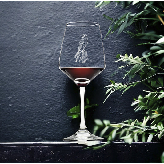 Falcon Wine Glasses x4 Premium 12 Oz Personalize Bird Animal Wild Gift NEW