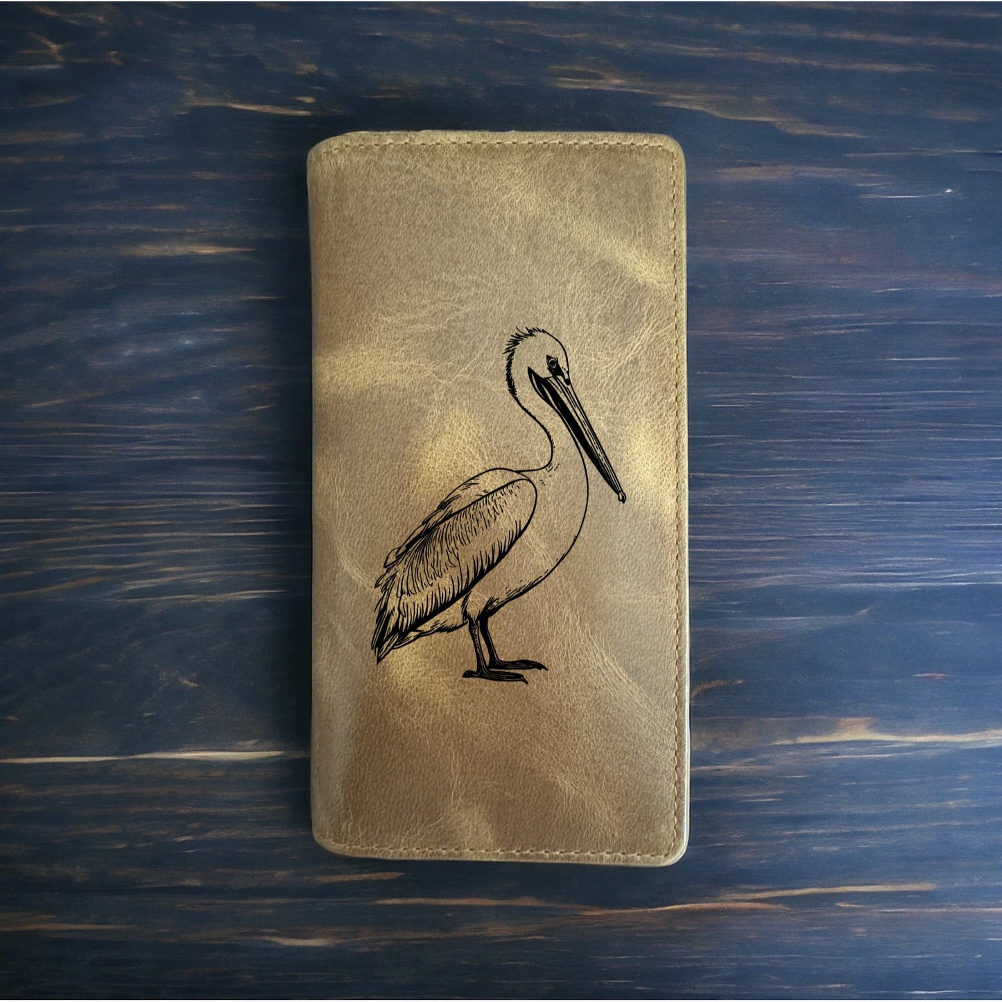 Pelican Rodeo Wallet Cowboy Western Buffalo Leather Premium Bird Ocean Gift NEW