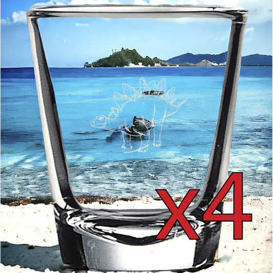 Stegosaurus x4 Shot Glasses Spirit Liquor Party 2 Oz Premium Customize Gift NEW