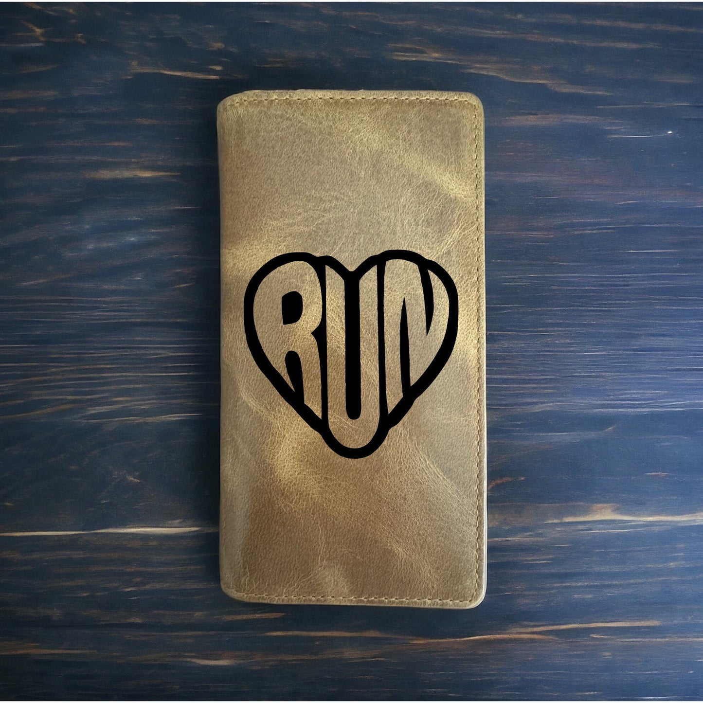 Run Heart Rodeo Wallet Cowboy Western Buffalo Leather Premium Cardio Gym NEW