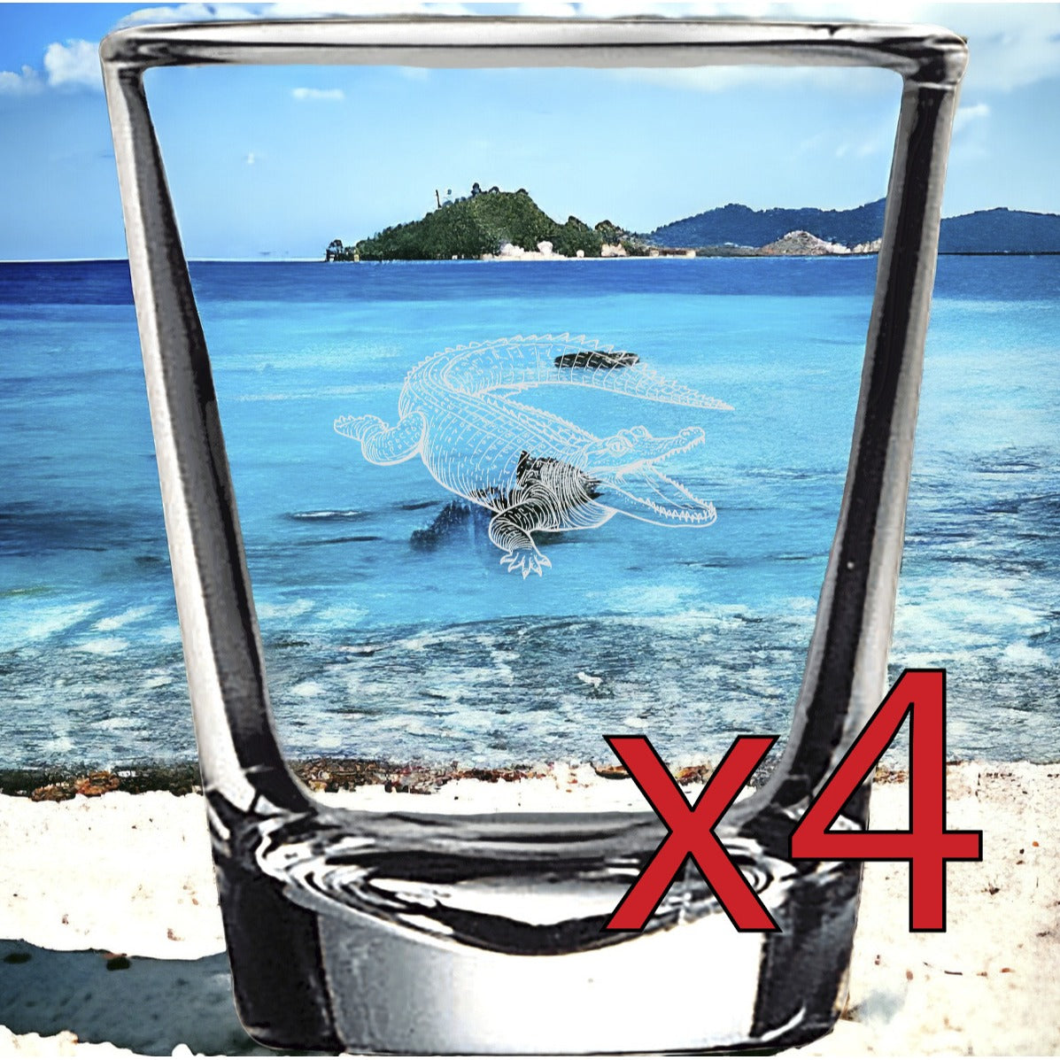 Alligator x4 Shot Glasses Spirit Liquor Party 2 Oz Premium Customize Animal NEW
