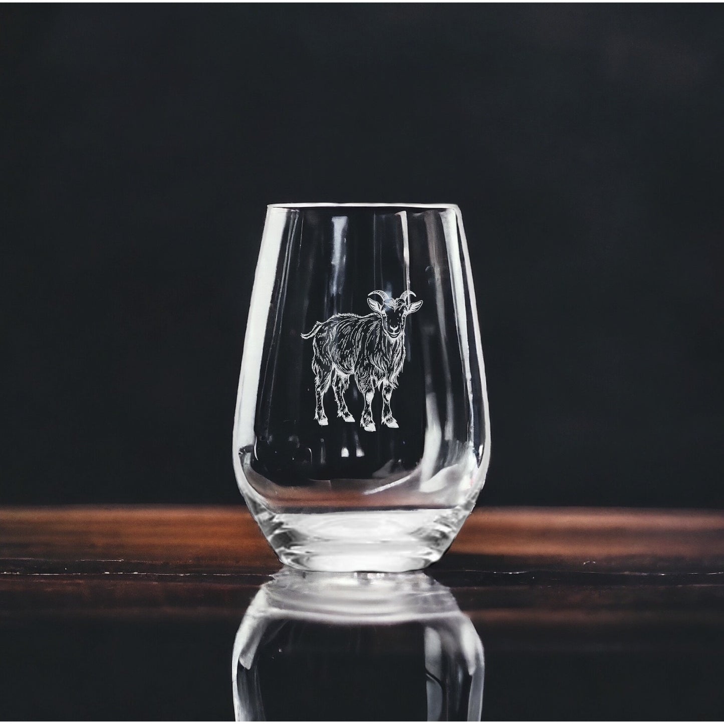 Goat Stemless Wine Glasses x4 Premium 15 Oz Personalize Farm Animal Gift NEW