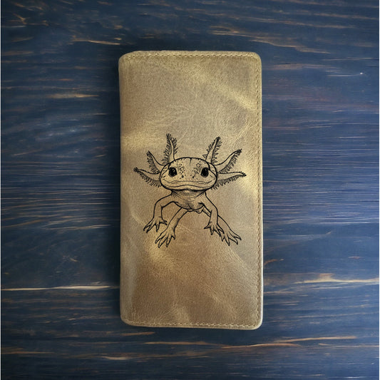 Axolotl Rodeo Wallet Cowboy Western Buffalo Leather Premium Animal Gift NEW
