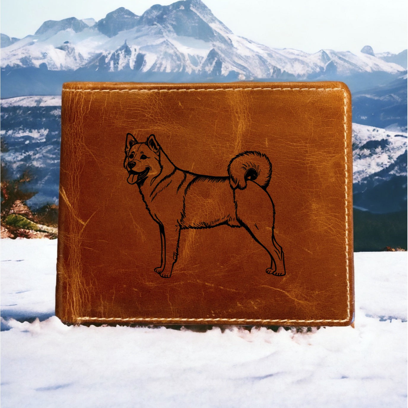 Akita Leather Wallet Bifold Premium Quality Buffalo Animal Pet Dog GIft NEW