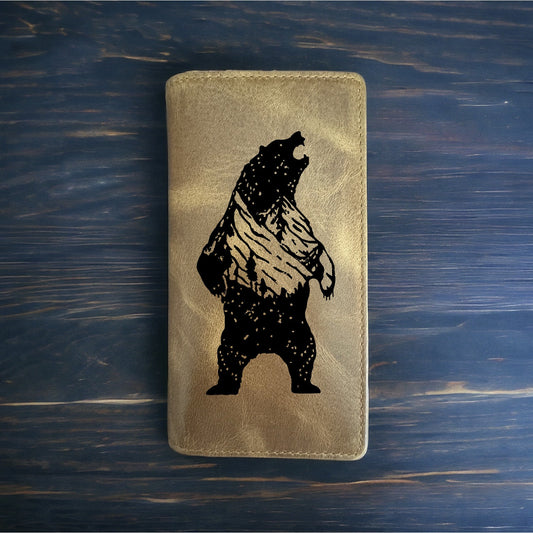 Grizzly Rodeo Wallet Cowboy Western Buffalo Leather Premium Bear Mountain NEW