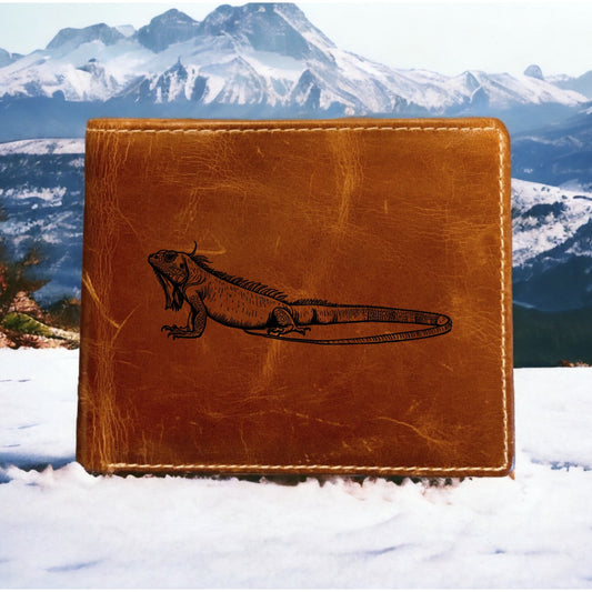 Iguana Leather Wallet Bifold Premium Quality Buffalo Lizard Animal Reptile NEW