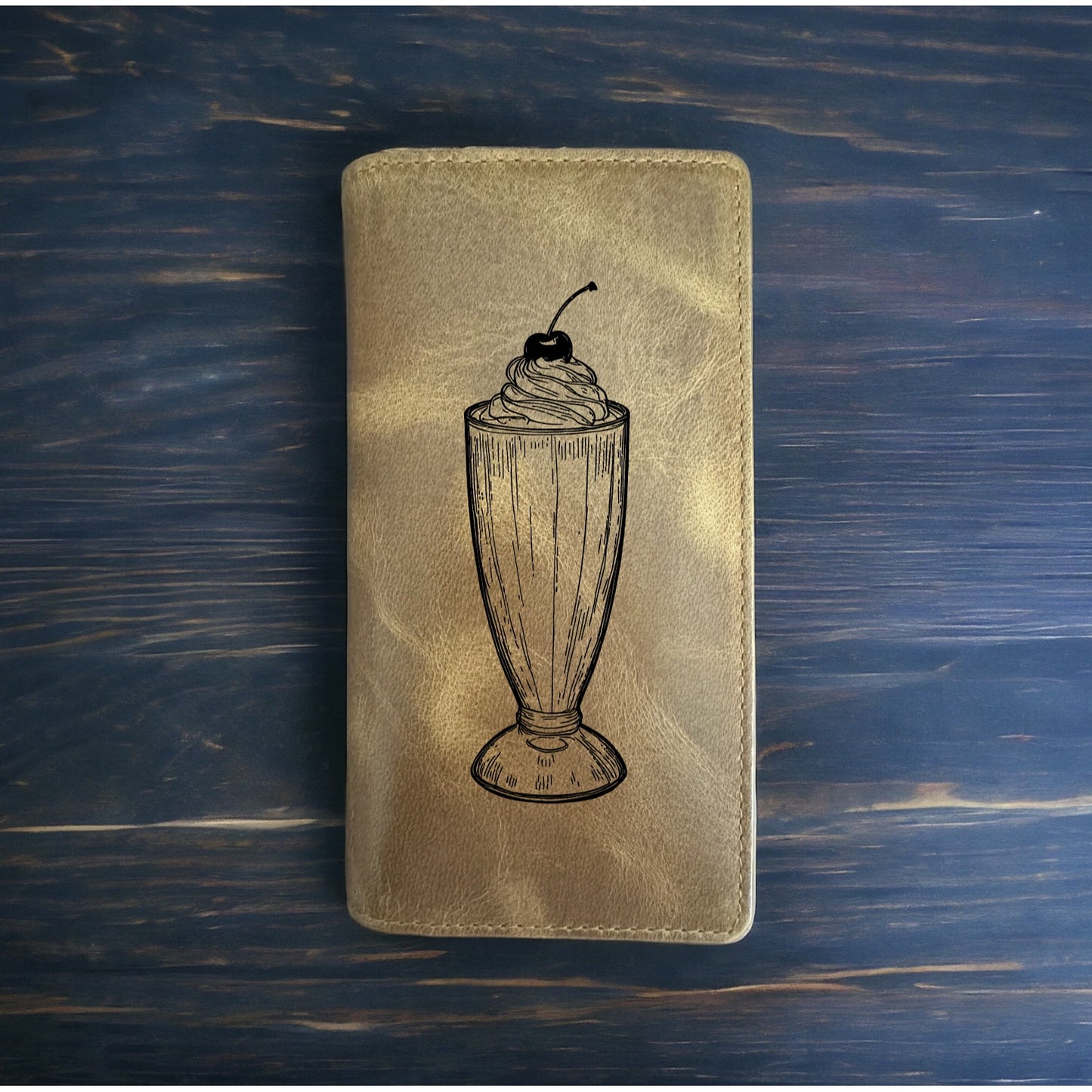 Milkshake Rodeo Wallet Cowboy Western Buffalo Leather Premium Ice Cream Food NEW