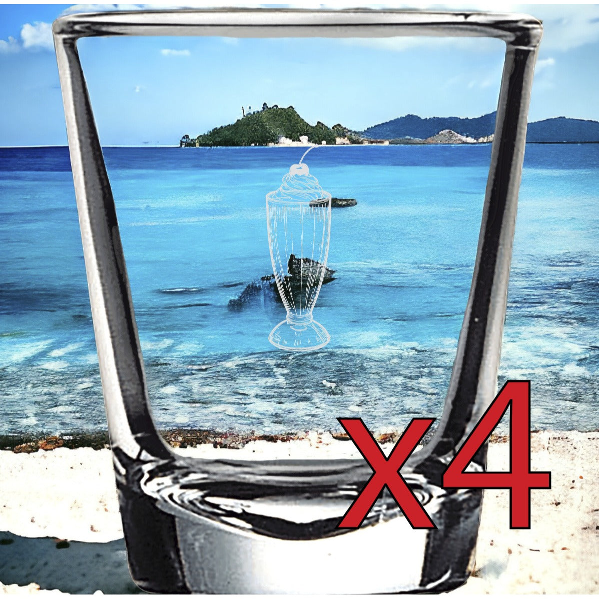 Milkshake x4 Shot Glasses Spirit Liquor Party 2 Oz Premium Customize Gift NEW