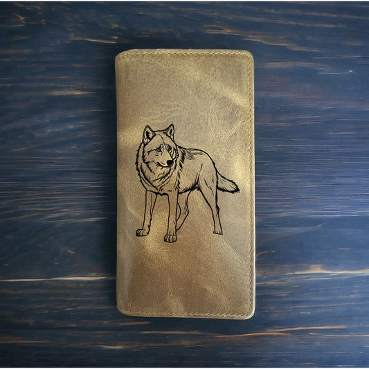 Wolf Rodeo Wallet Cowboy Western Buffalo Leather Premium Animal Outdoor Gift NEW