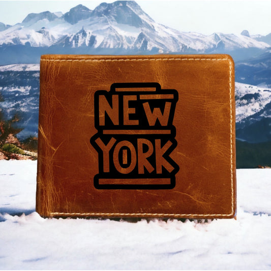 New York Leather Wallet Bifold Premium Quality Buffalo City Retro 90's NEW
