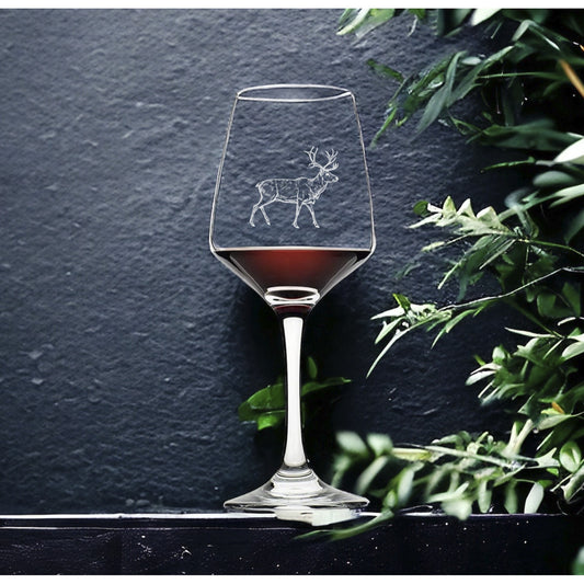 Caribou Wine Glasses x4 Premium 12 Oz Personalize Wild Hunting Outdoor Gift NEW