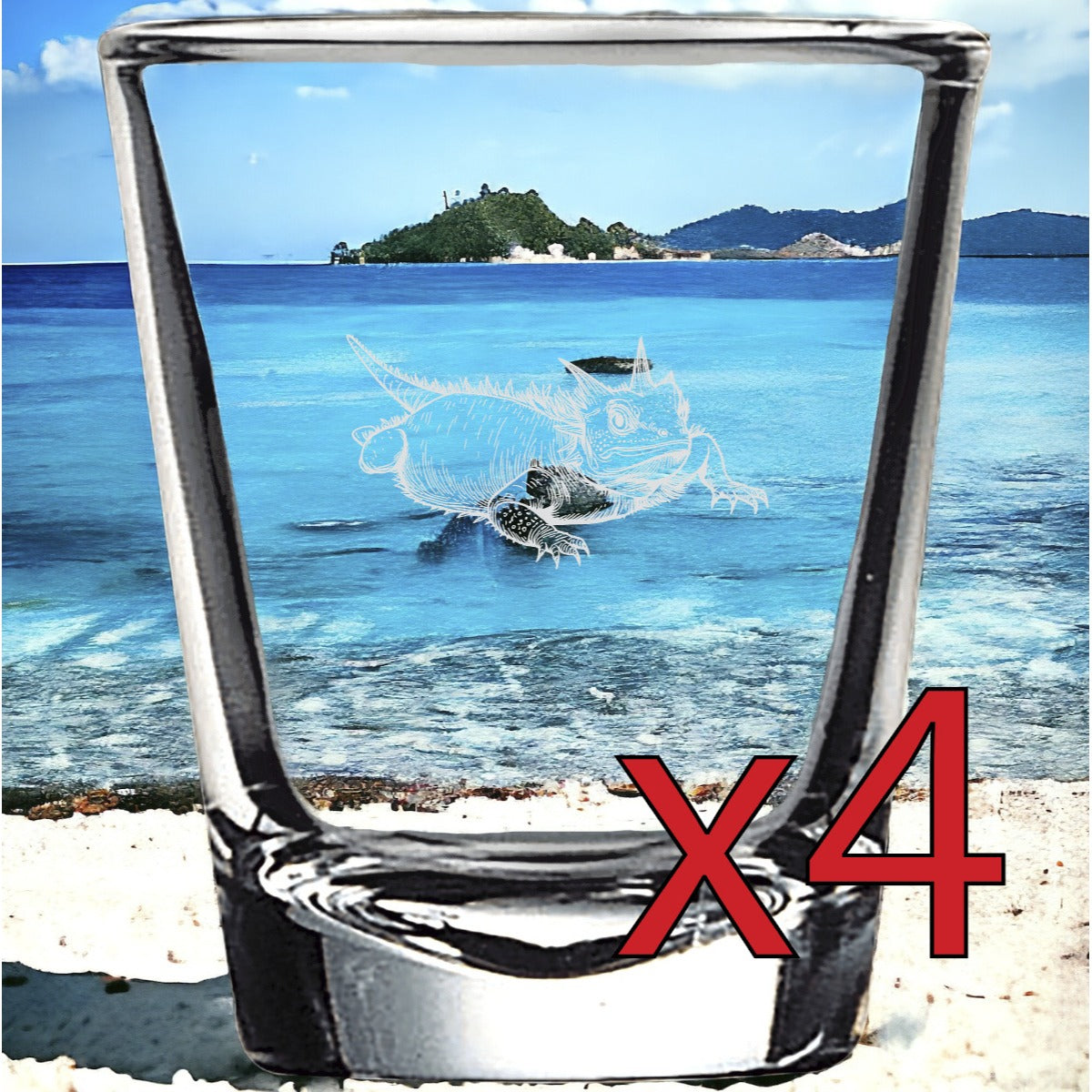 Horned Lizard x4 Shot Glasses Spirit Liquor Party 2 Oz Premium Customize NEW