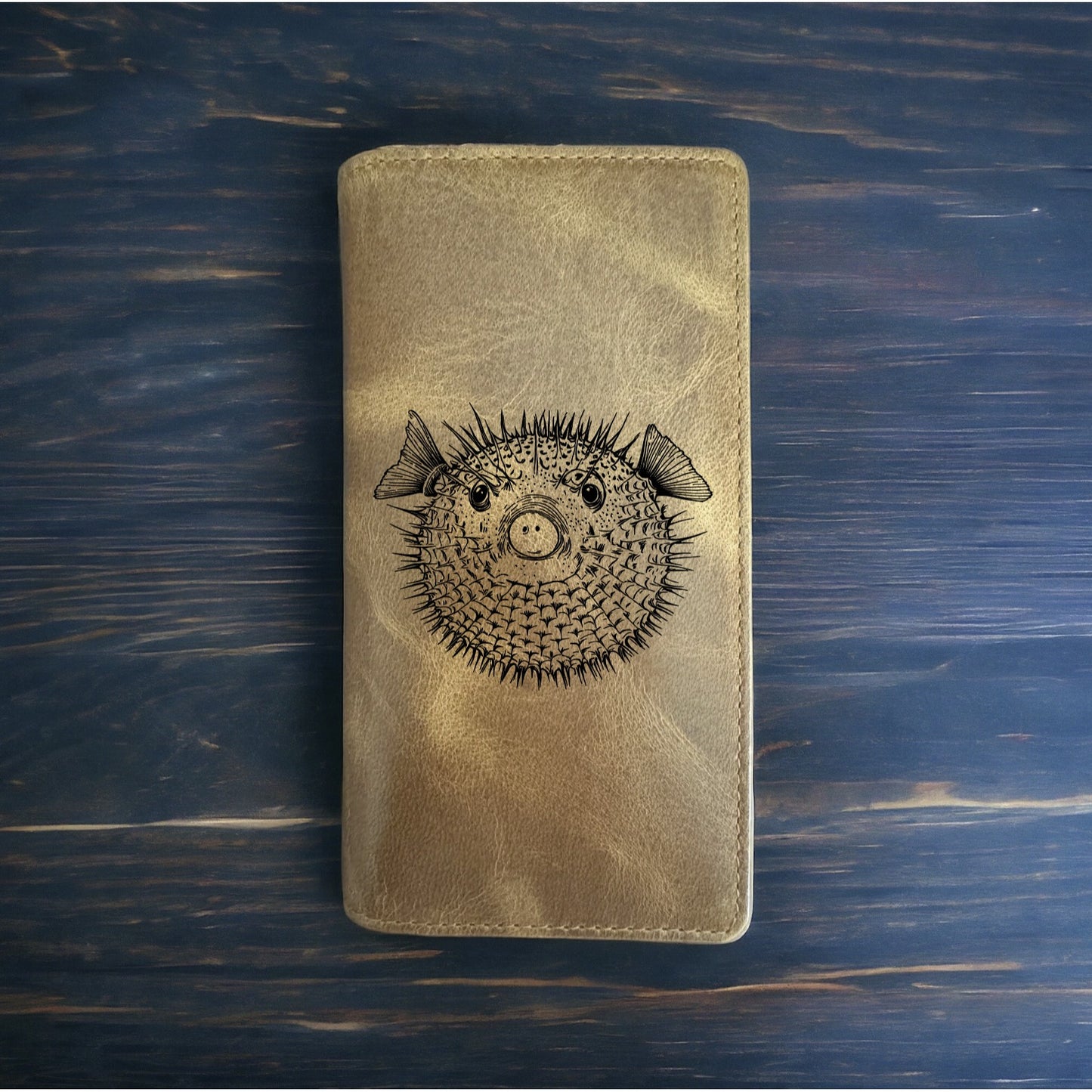 Pufferfish Rodeo Wallet Cowboy Western Buffalo Leather Premium Animal Ocean NEW