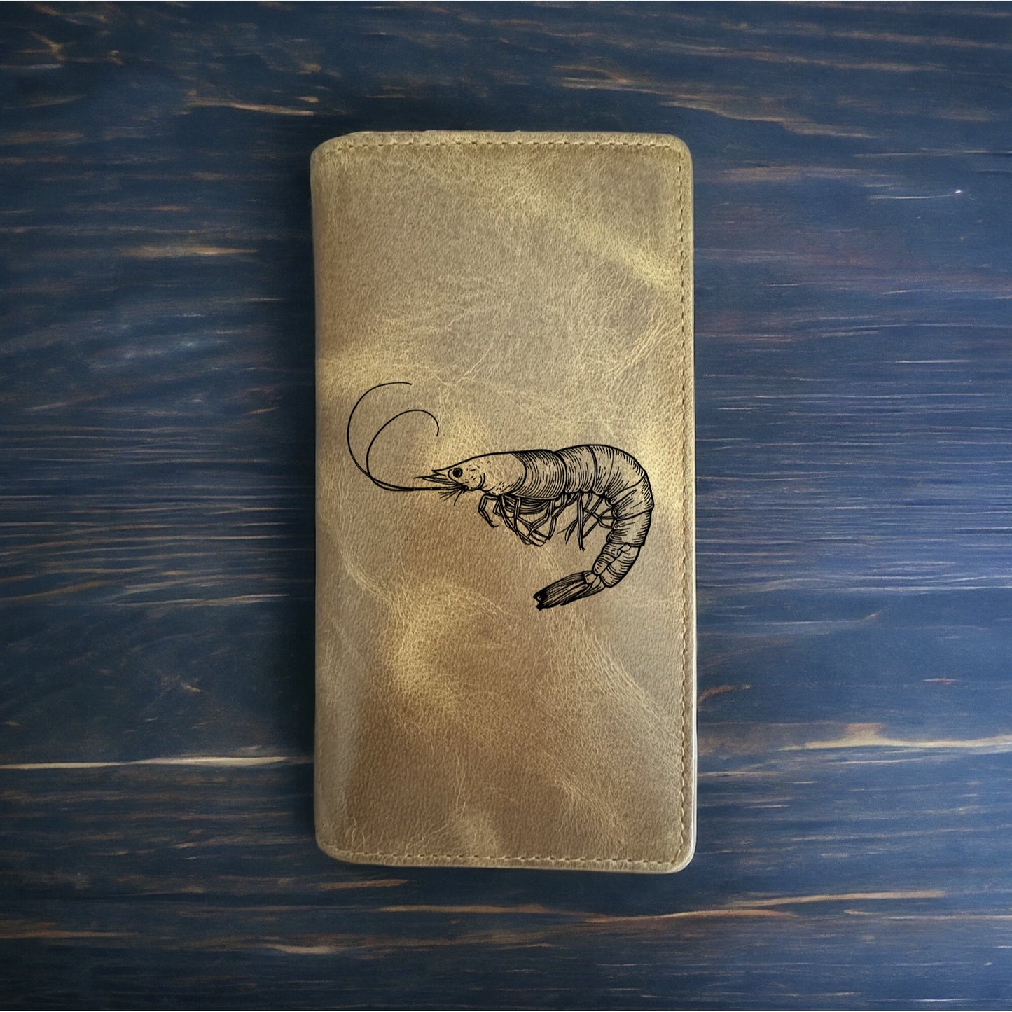 Shrimp Rodeo Wallet Cowboy Western Buffalo Leather Premium Animal Gift Ocean NEW