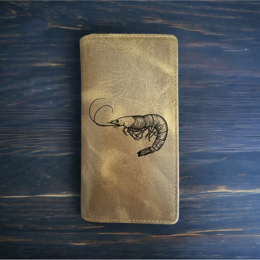 Shrimp Rodeo Wallet Cowboy Western Buffalo Leather Premium Animal Gift Ocean NEW