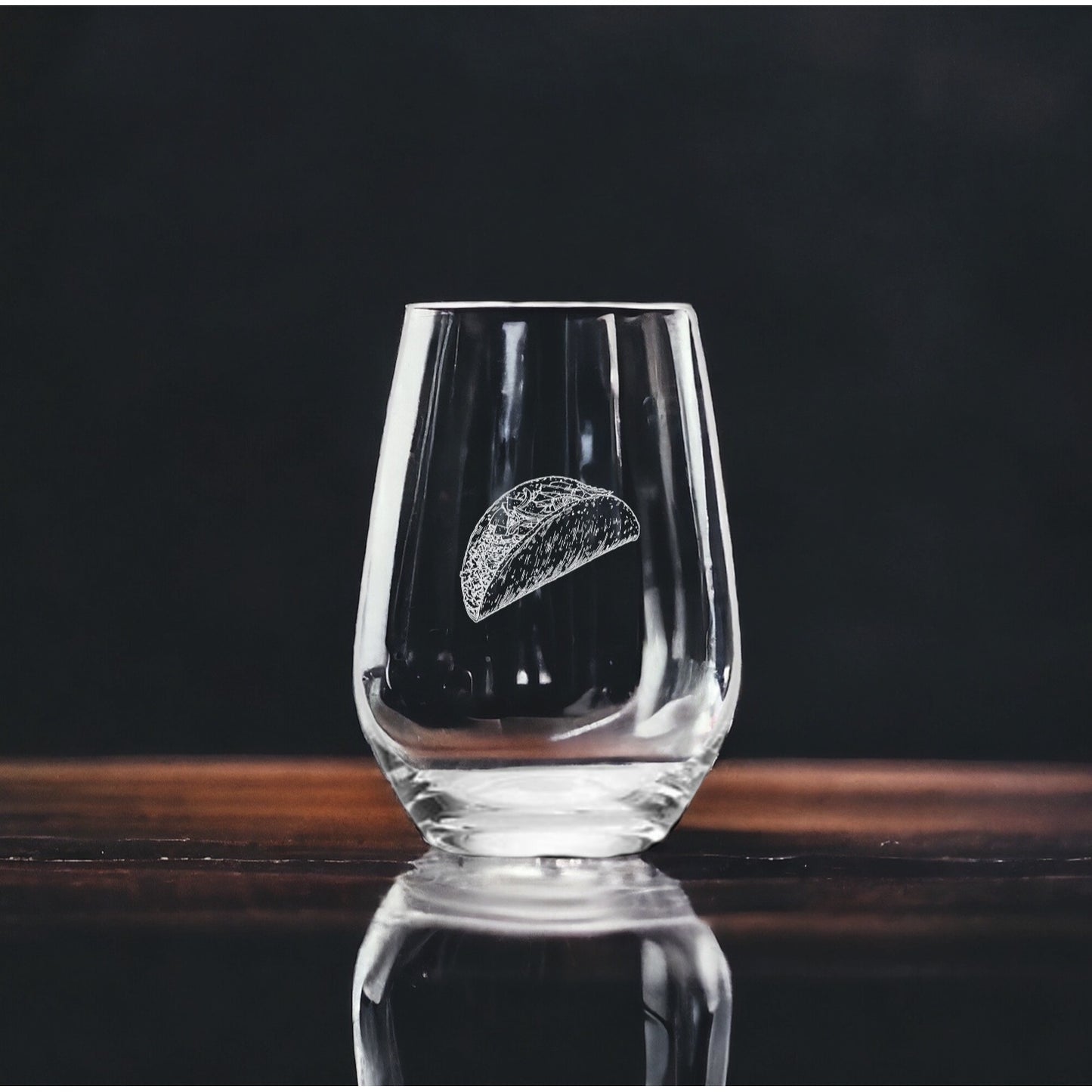 Taco Stemless Wine Glasses x4 Premium 15 Oz Personalize Gift Food NEW