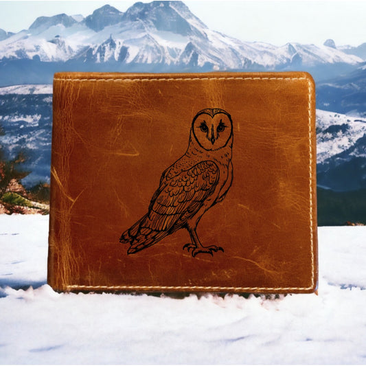 Barn Owl Leather Wallet Bifold Premium Quality Buffalo Animal Wild Gift NEW
