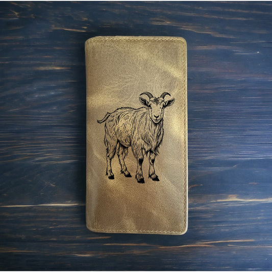 Goat Rodeo Wallet Cowboy Western Buffalo Leather Premium Farm Animal Gift NEW