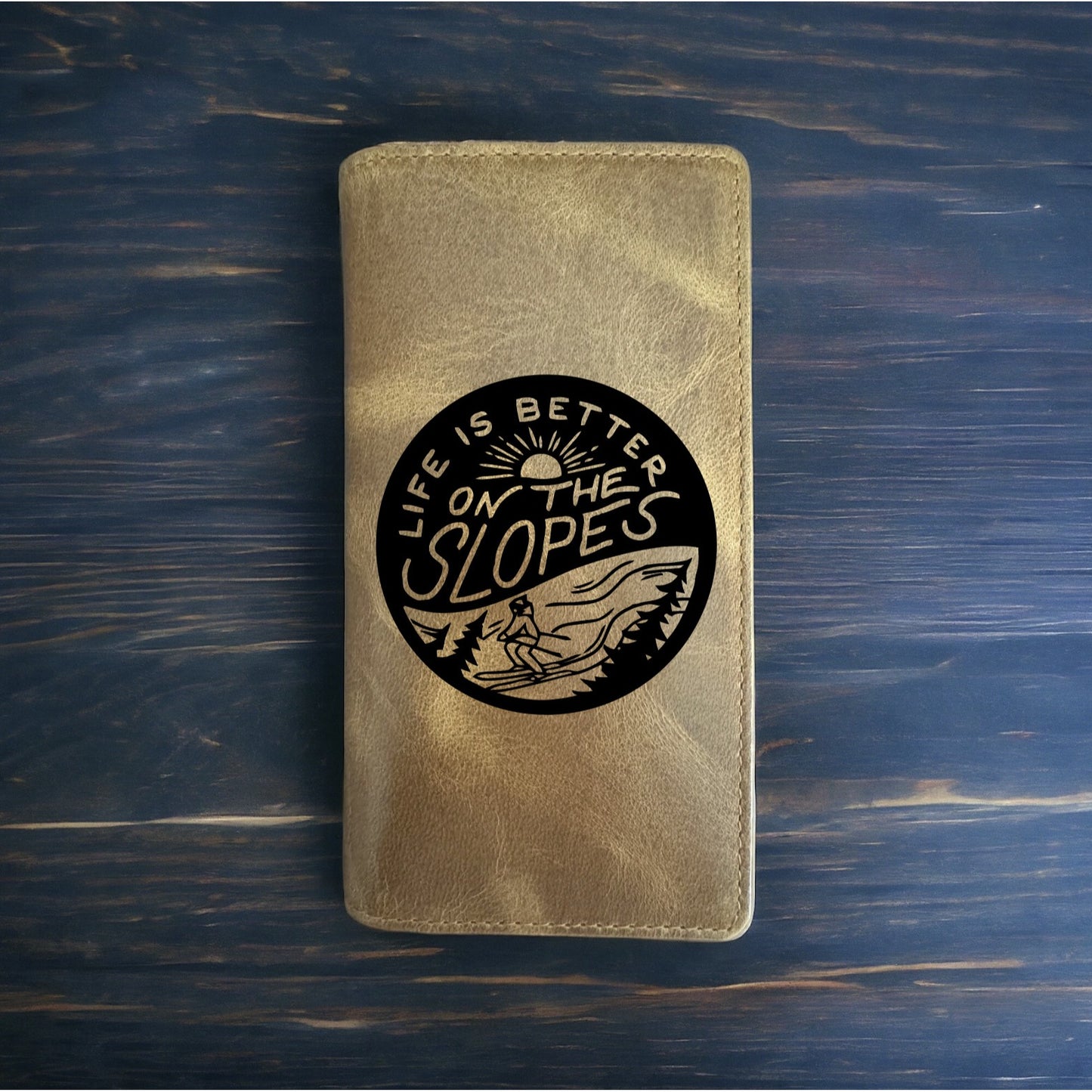 Ski Slopes Rodeo Wallet Cowboy Western Buffalo Leather Premium Winter Gift NEW