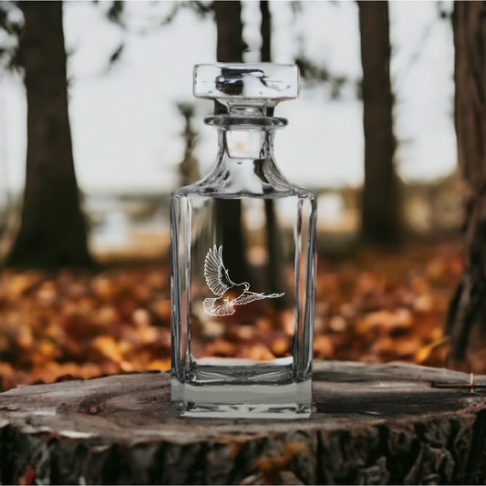 Dove Decanter 26 Oz Bourbon Whiskey Premium Glass Personalize Bird Animal NEW