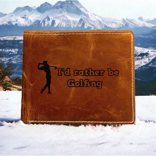 Golfing Leather Wallet Bifold Premium Quality Buffalo Quote Funny Sports NEW