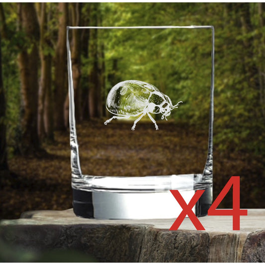 Ladybug Whiskey Glasses x4 Double 14 Oz Premium Old Fashioned Animal Gift NEW