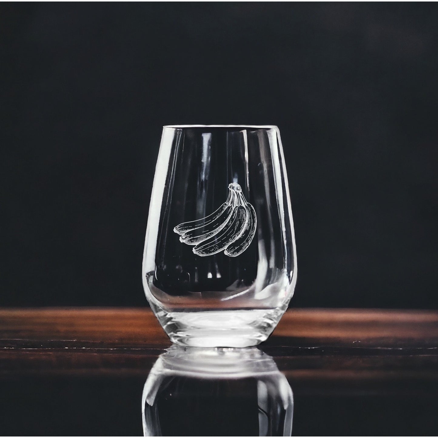 Bananas Stemless Wine Glasses x4 Premium 15 Oz Personalize Fruit Food Gift NEW