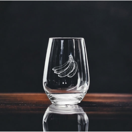 Bananas Stemless Wine Glasses x4 Premium 15 Oz Personalize Fruit Food Gift NEW