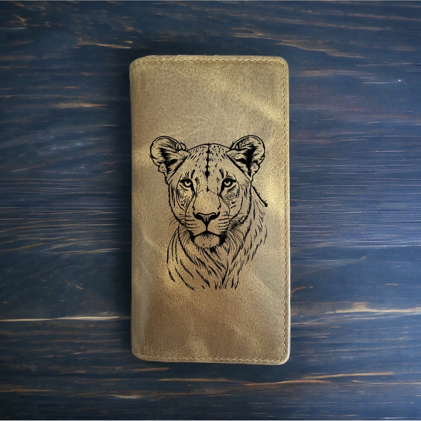 Lioness Rodeo Wallet Cowboy Western Buffalo Leather Premium Animal Big Cat NEW