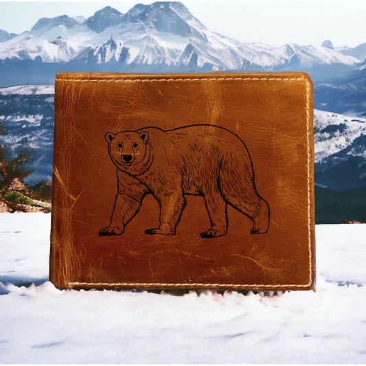 Polar Bear Leather Wallet Bifold Premium Quality Buffalo Animal Wild Gift NEW