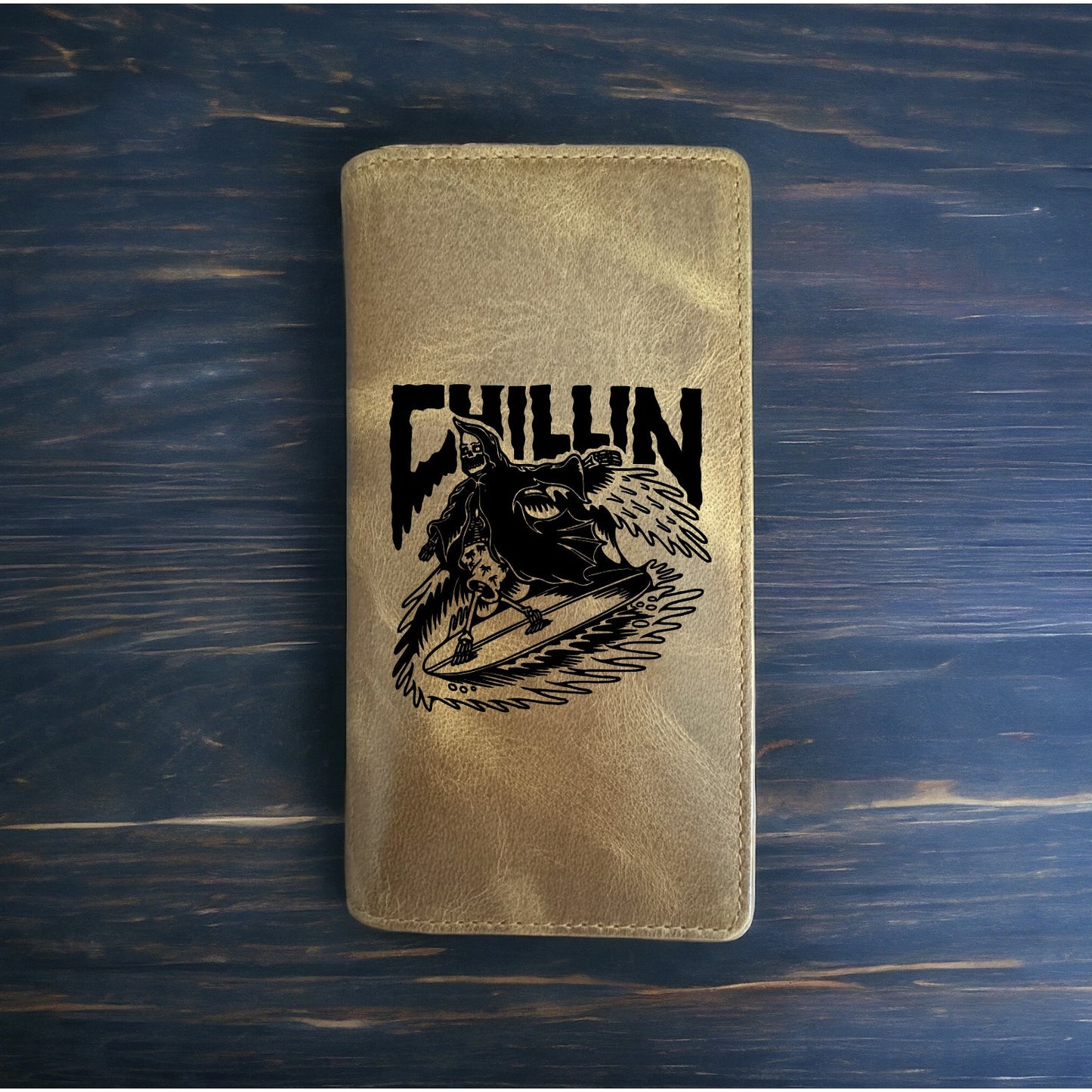 Grim Reaper Rodeo Wallet Cowboy Western Buffalo Leather Premium Surf Beach NEW