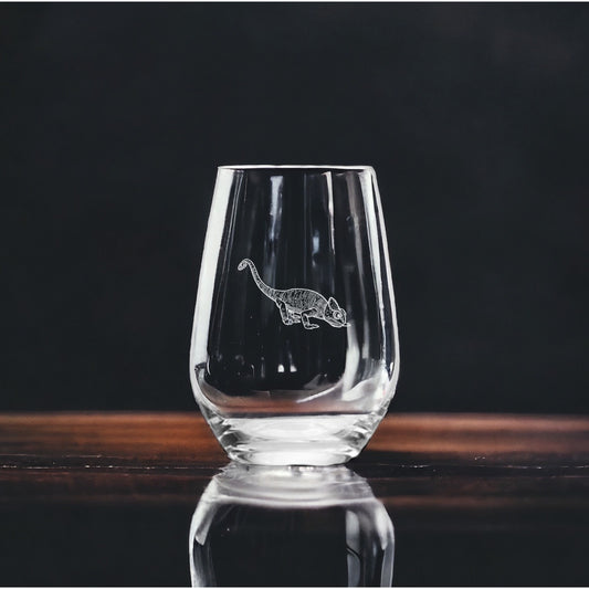 Chameleon Stemless Wine Glasses x4 Premium 15 Oz Personalize Animal Pet Gift NEW