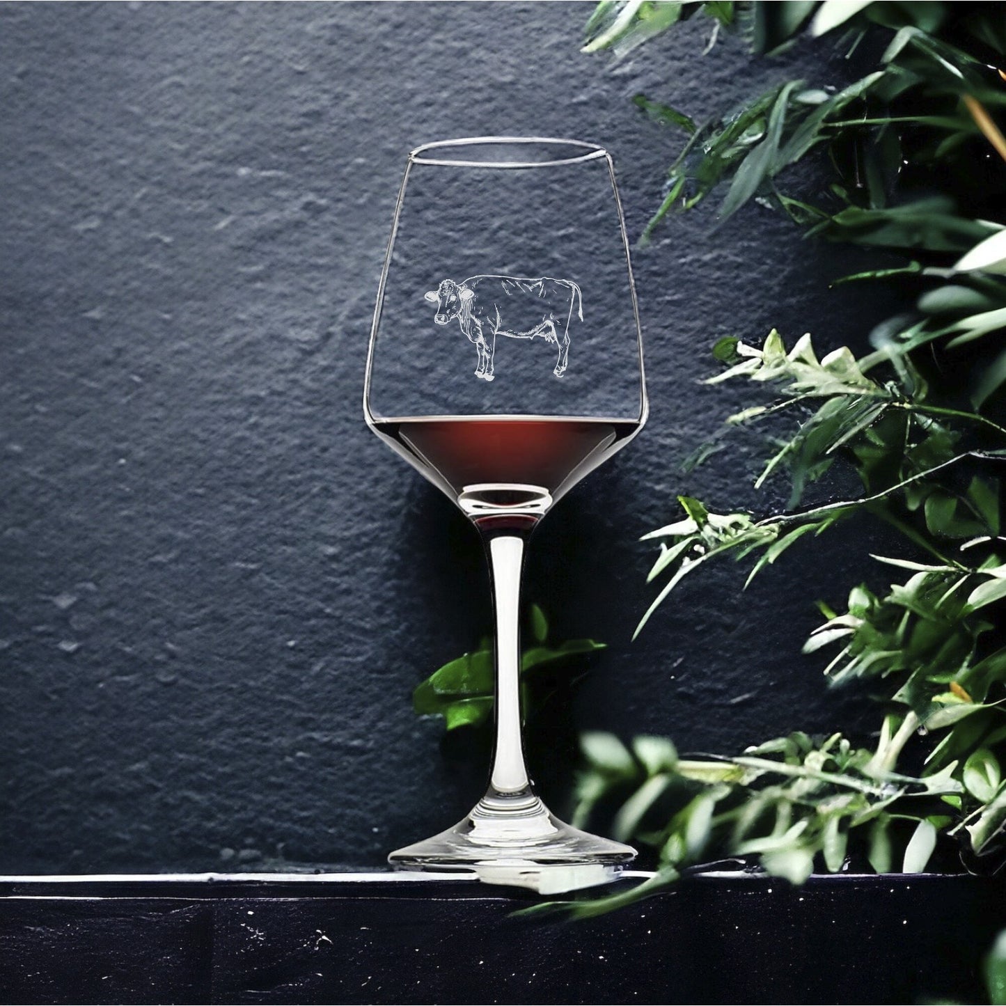 Cow Wine Glasses x4 Premium 12 Oz Personalize Farm Animal Country Gift NEW